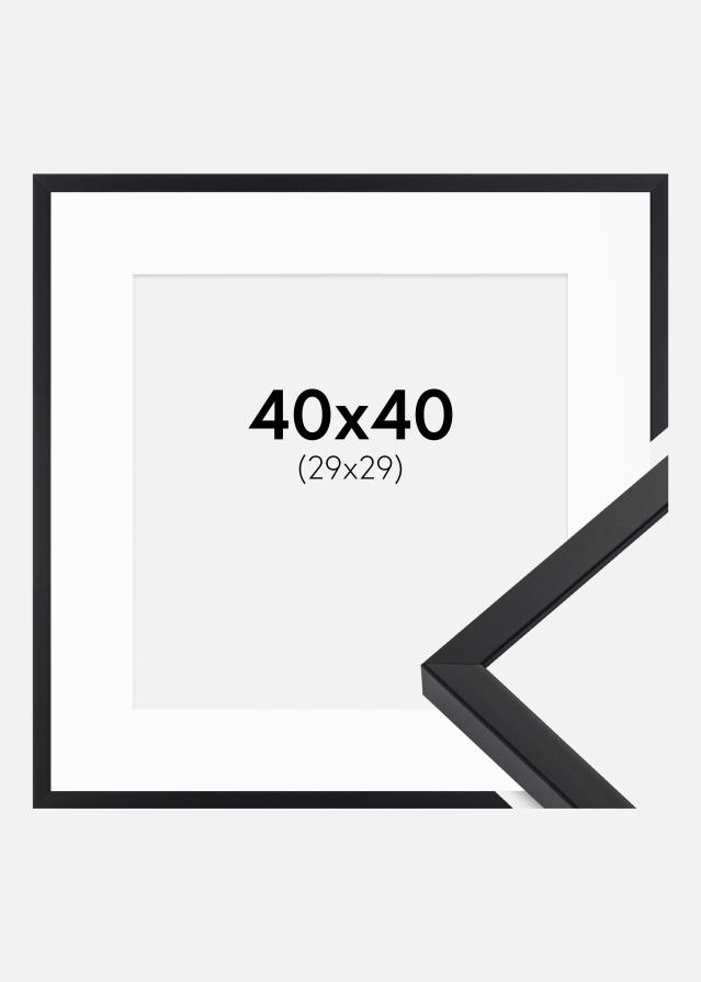 Ram med passepartou Rahmen E-Line Schwarz 40x40 cm - Passepartout Weiß 30x30 cm