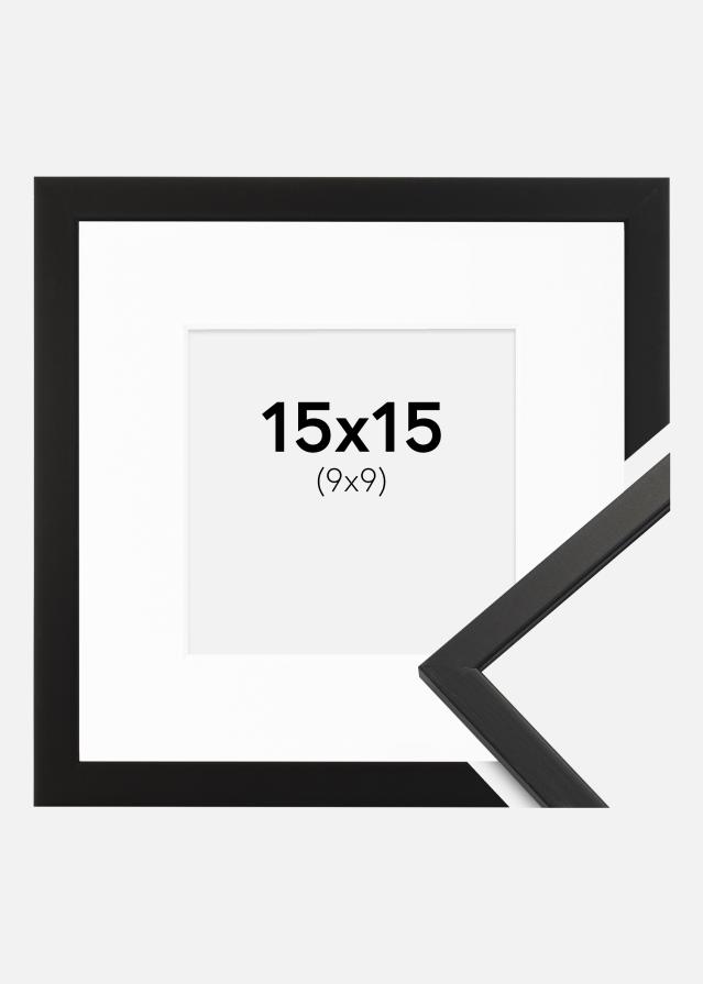 Ram med passepartou Rahmen Edsbyn Schwarz 15x15 cm - Passepartout Weiß 10x10 cm