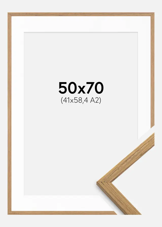 Ram med passepartou Rahmen Edsbyn Teak 50x70 cm - Passepartout Weiß 42x59,4 cm (A2)