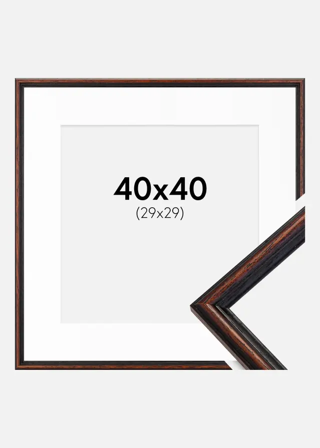 Ram med passepartou Rahmen Horndal Walnuss 40x40 cm - Passepartout Weiß 30x30 cm