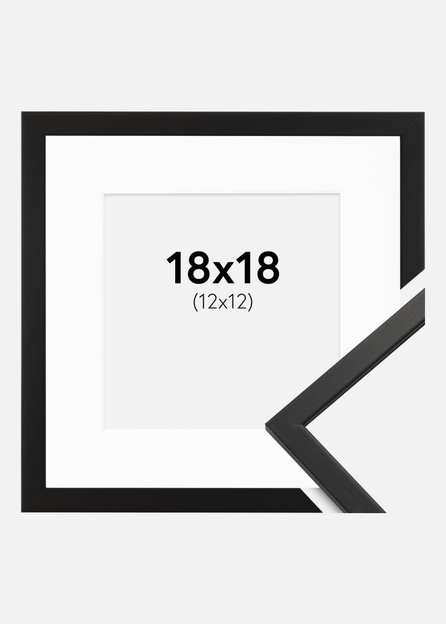Ram med passepartou Rahmen Edsbyn Schwarz 18x18 cm - Passepartout Weiß 13x13 cm