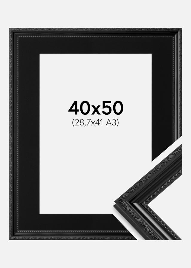 Ram med passepartou Rahmen Abisko Schwarz 40x50 cm - Passepartout Schwarz 29,7x42 cm (A3)