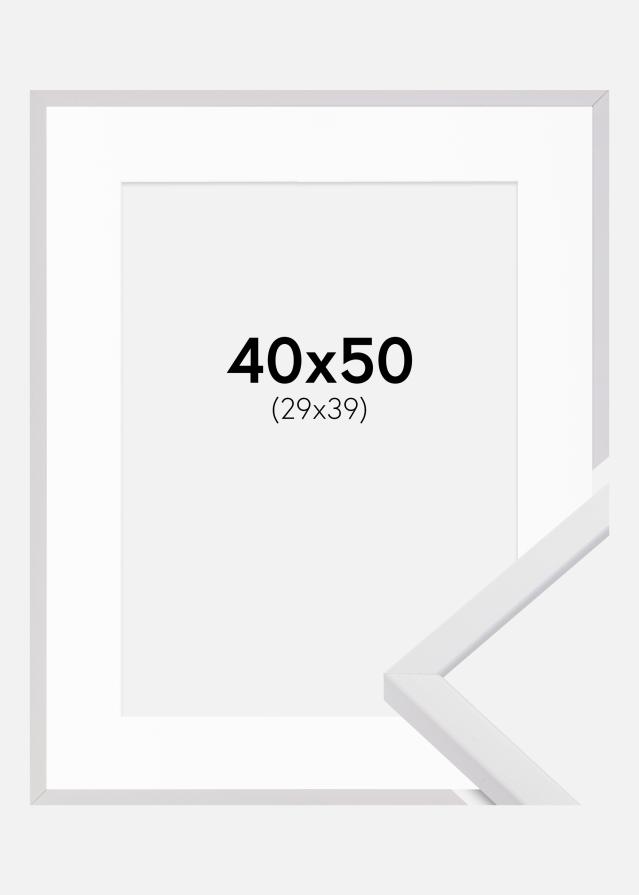Ram med passepartou Rahmen E-Line Weiß 40x50 cm - Passepartout Weiß 30x40 cm