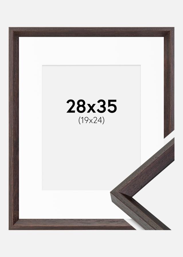 Ram med passepartou Rahmen Globe Espresso 28x35 cm - Passepartout Weiß 20x25 cm