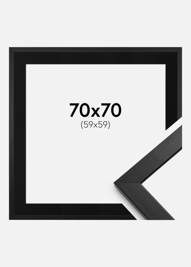 Ram med passepartou Bilderrahmen Stilren Schwarz 70x70 cm - Passepartout Schwarz 60x60 cm