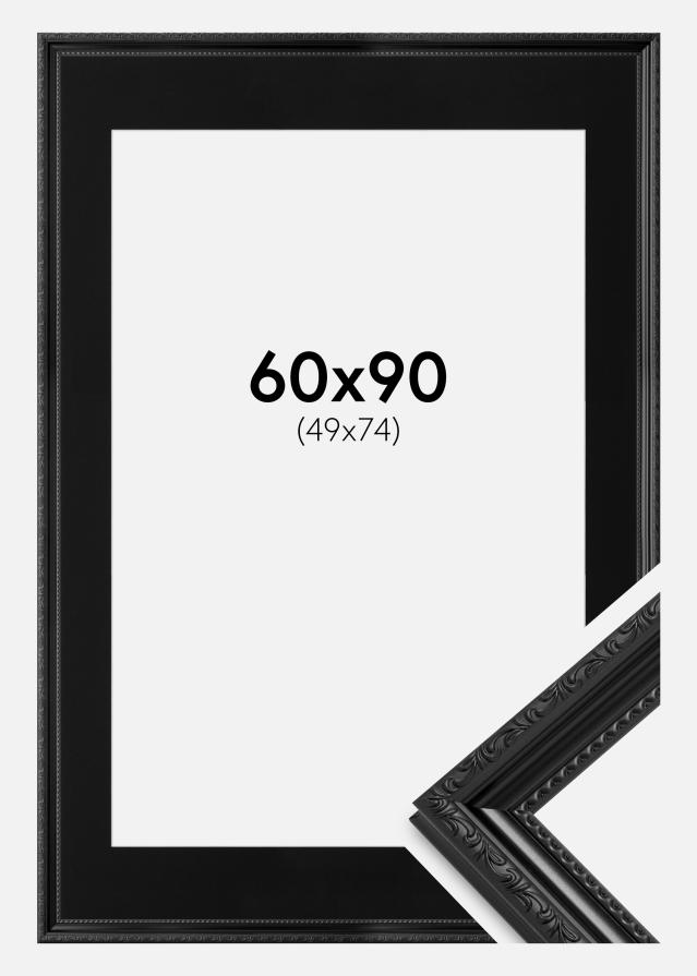 Ram med passepartou Rahmen Abisko Schwarz 60x90 cm - Passepartout Schwarz 50x75 cm