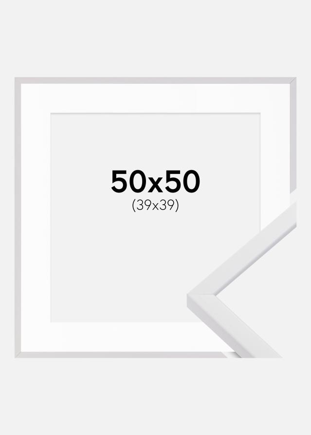Ram med passepartou Rahmen E-Line Weiß 50x50 cm - Passepartout Weiß 40x40 cm