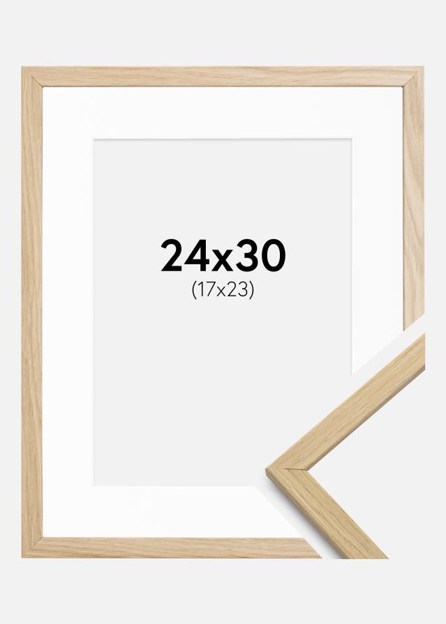 Ram med passepartou Rahmen Edsbyn Eiche 24x30 cm - Passepartout Weiß 18x24 cm