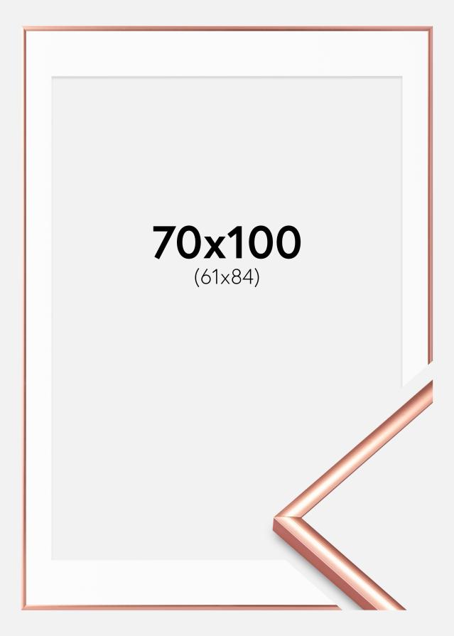 Ram med passepartou Rahmen Scandi Roségold 70x100 cm - Passepartout Weiß 62x85 cm