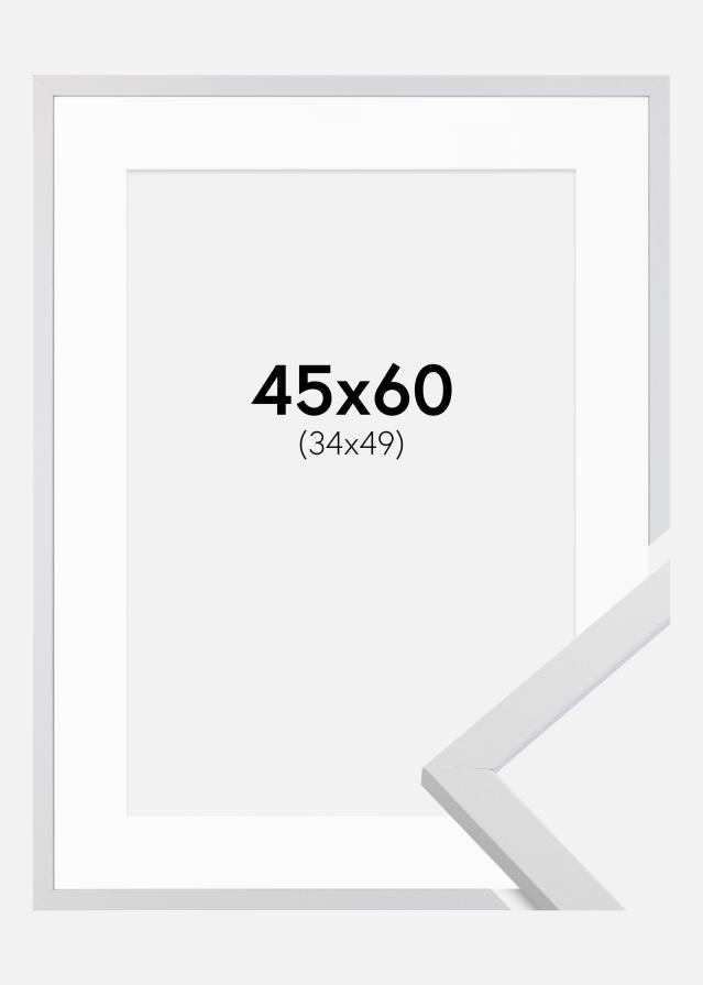 Ram med passepartou Rahmen Trendy Weiß 45x60 cm - Passepartout Weiß 35x50 cm