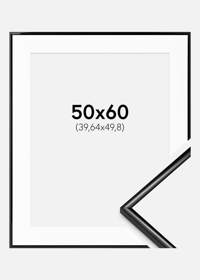 Ram med passepartou Rahmen Scandi Schwarz 50x60 cm - Passepartout Weiß 16x20 inches
