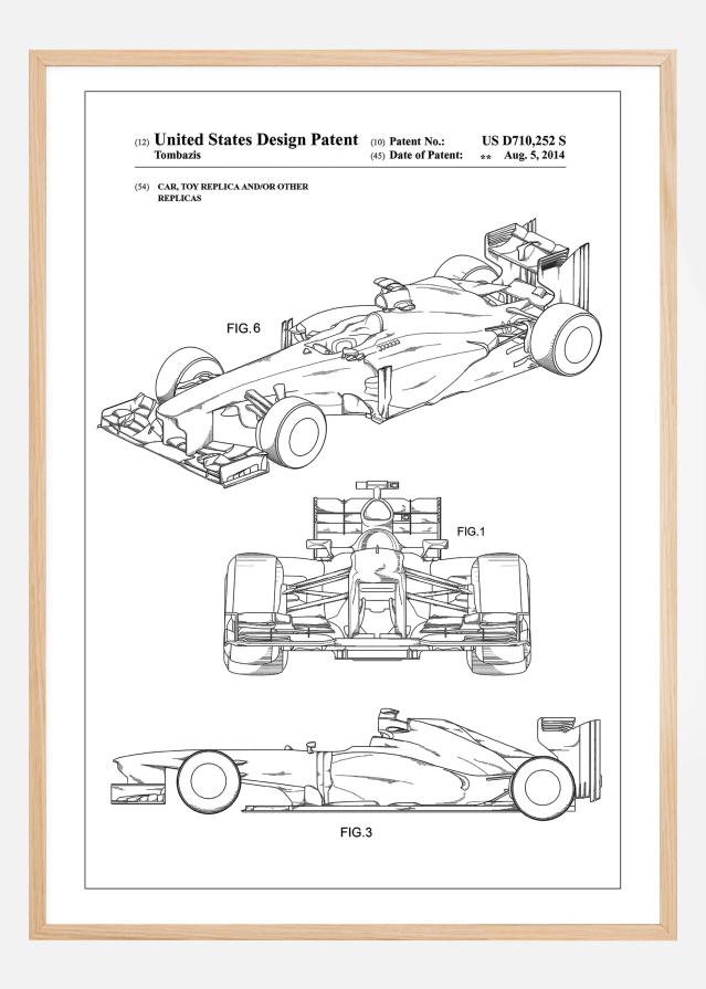 Bildverkstad Patent Print - Formula 1 Racing Car - White Poster