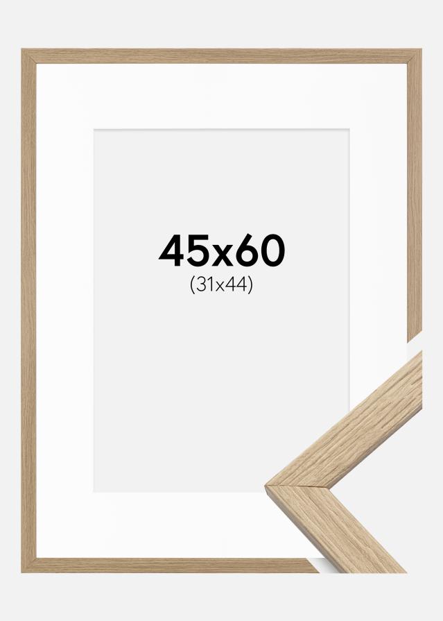 Ram med passepartou Rahmen Stilren Eiche 45x60 cm - Passepartout Weiß 32x45 cm