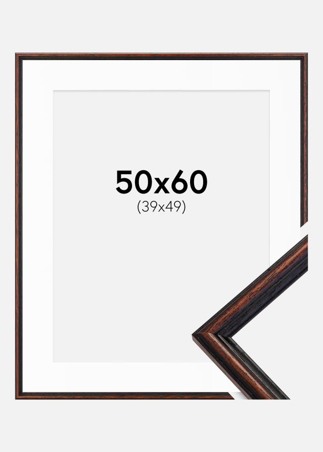 Ram med passepartou Rahmen Horndal Walnuss 50x60 cm - Passepartout Weiß 40x50 cm