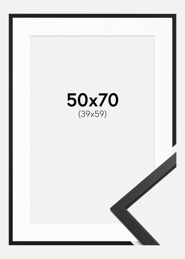 Ram med passepartou Rahmen Edsbyn Schwarz 50x70 cm - Passepartout Weiß 40x60 cm