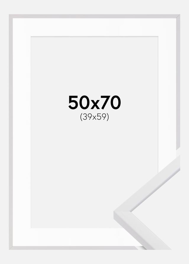 Ram med passepartou Rahmen E-Line Weiß 50x70 cm - Passepartout Weiß 40x60 cm