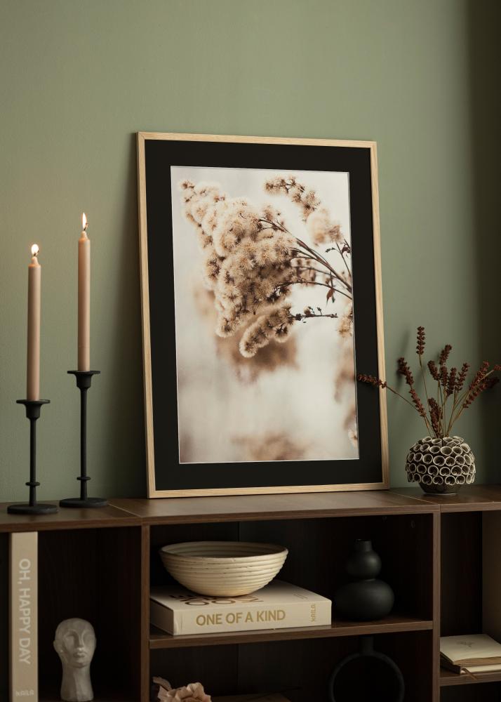 Ram med passepartou Rahmen Edsbyn Eiche 40x40 cm - Passepartout Schwarz 10x10 inches