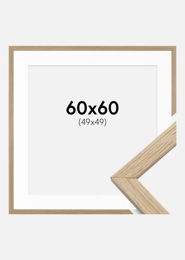 Ram med passepartou Rahmen Stilren Eiche 60x60 cm - Passepartout Weiß 50x50 cm