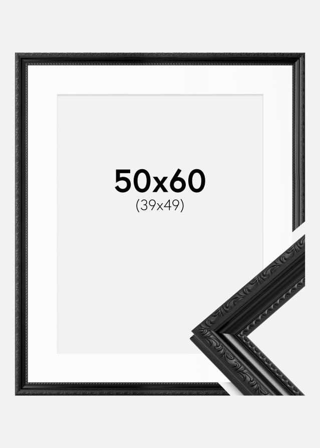 Ram med passepartou Rahmen Abisko Schwarz 50x60 cm - Passepartout Weiß 40x50 cm