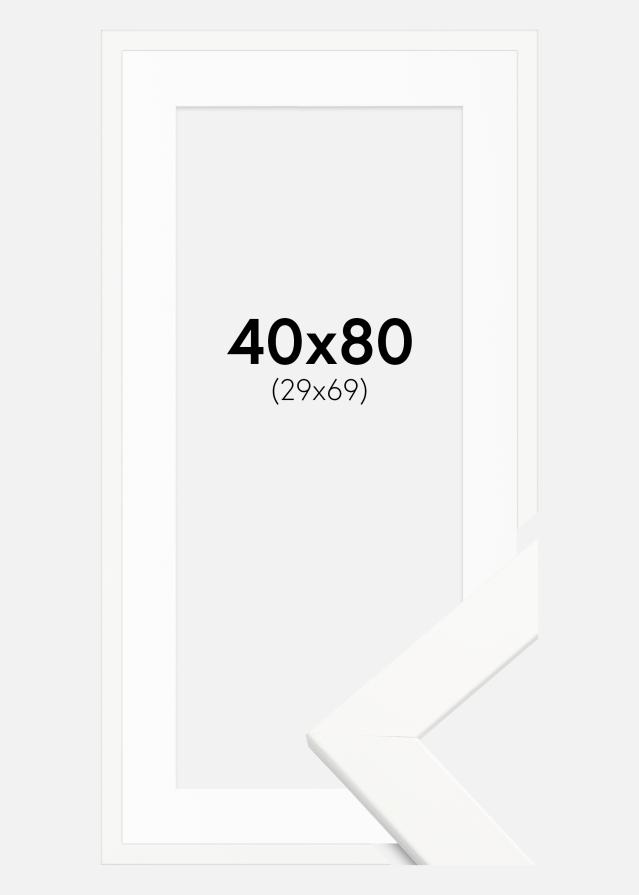 Ram med passepartou Rahmen Trendline Weiß 40x80 cm - Passepartout Weiß 30x70 cm