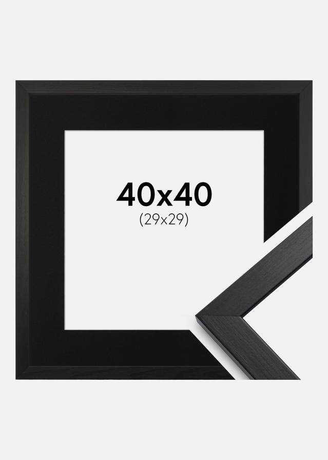 Ram med passepartou Bilderrahmen Stilren Schwarz 40x40 cm - Passepartout Schwarz 30x30 cm