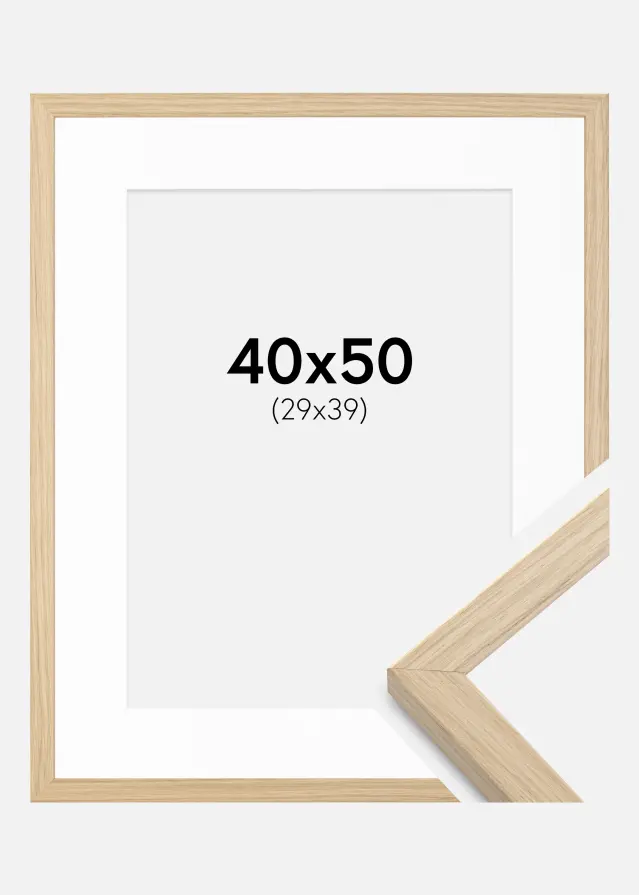 Ram med passepartou Rahmen Grimsåker Eiche 40x50 cm - Passepartout Weiß 30x40 cm