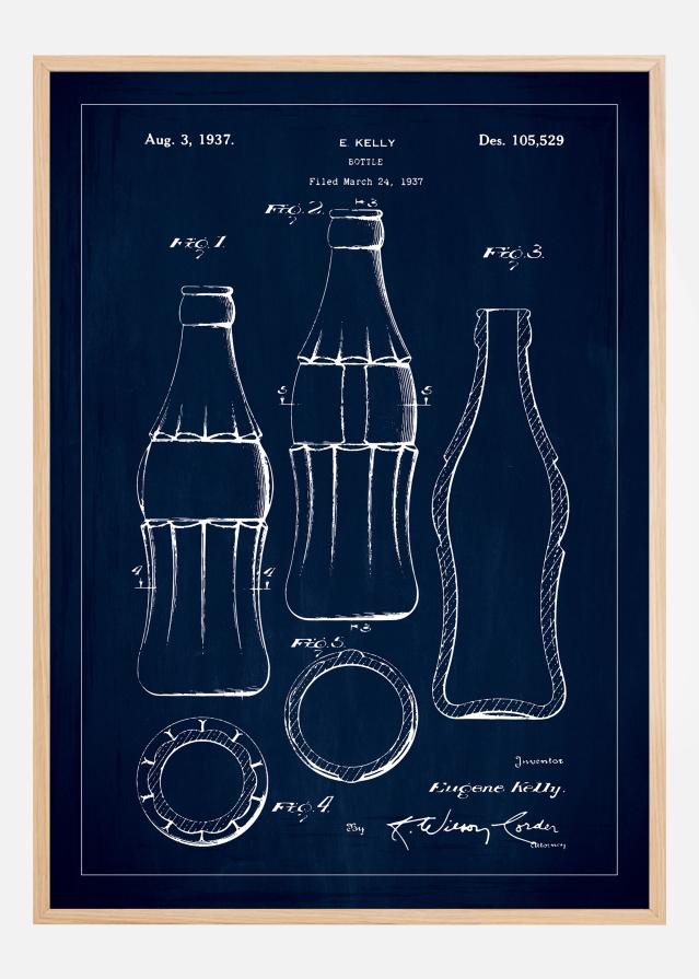 Bildverkstad Patentzeichnung - Coca-Cola-Flasche - Blau Poster