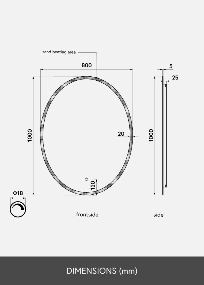 KAILA KAILA Spiegel Oval LED 80x100 cm