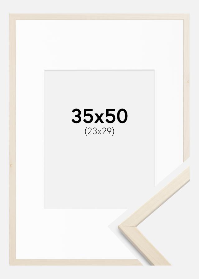Ram med passepartou Rahmen Edsbyn Ahorn 35x50 cm - Passepartout Weiß 24x30 cm