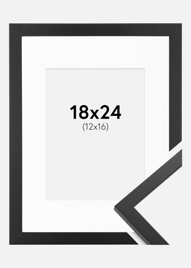 Ram med passepartou Rahmen Trendy Schwarz 18x24 cm - Passepartout Weiß 13x17 cm