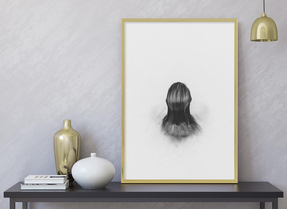 Ram med passepartou Rahmen Poster Frame Aluminum Gold 70x100 cm - Passepartout Schwarz 59,4x84 cm