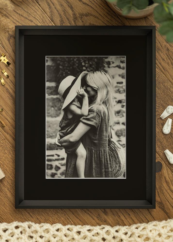 Ram med passepartou Rahmen Globe Schwarz 24x30 cm - Passepartout Schwarz 7x9 inches