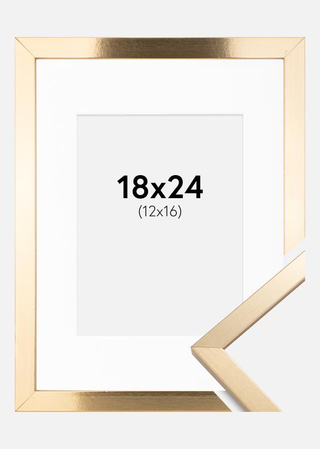 Ram med passepartou Rahmen Trendy Gold 18x24 cm - Passepartout Weiß 13x17 cm
