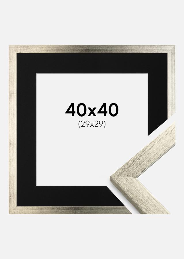 Ram med passepartou Rahmen Stilren Silber 40x40 cm - Passepartout Schwarz 30x30 cm