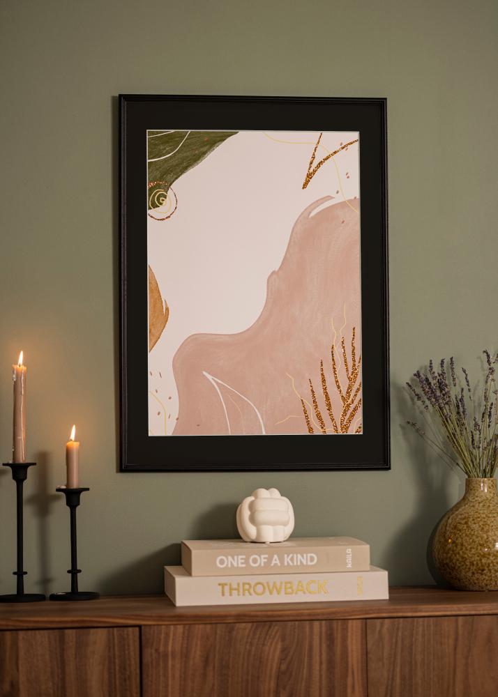 Ram med passepartou Rahmen Horndal Schwarz 18x24 cm - Passepartout Schwarz 13x18 cm