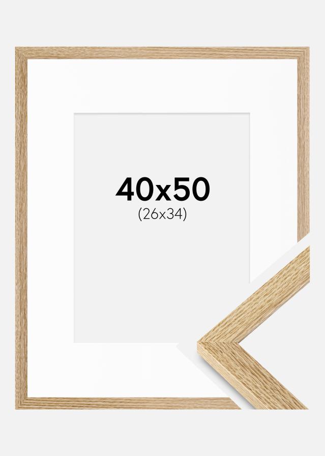Ram med passepartou Rahmen Selection Eiche 40x50 cm - Passepartout Weiß 27x35 cm