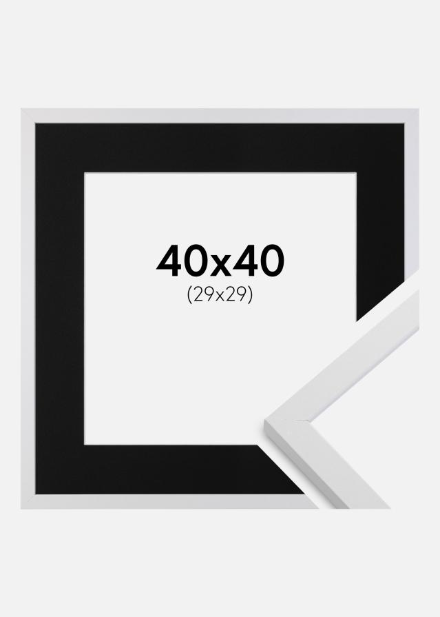 Ram med passepartou Rahmen Trendy Weiß 40x40 cm - Passepartout Schwarz 30x30 cm