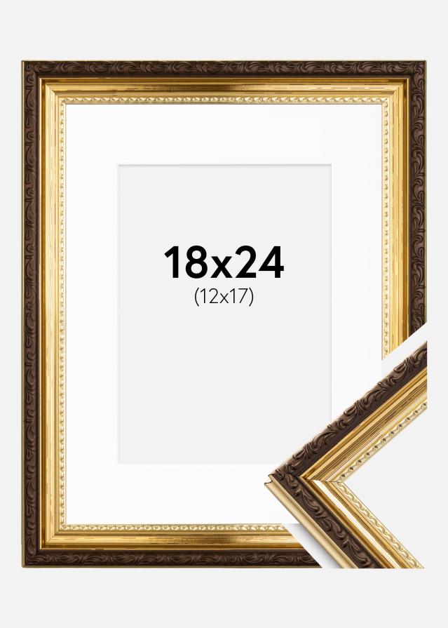 Ram med passepartou Rahmen Abisko Gold 18x24 cm - Passepartout Weiß 13x18 cm