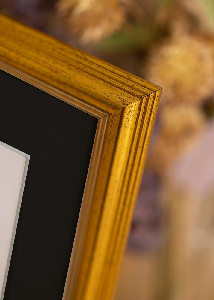 Ram med passepartou Rahmen Västkusten Gold 60x90 cm - Passepartout Schwarz 50x75 cm