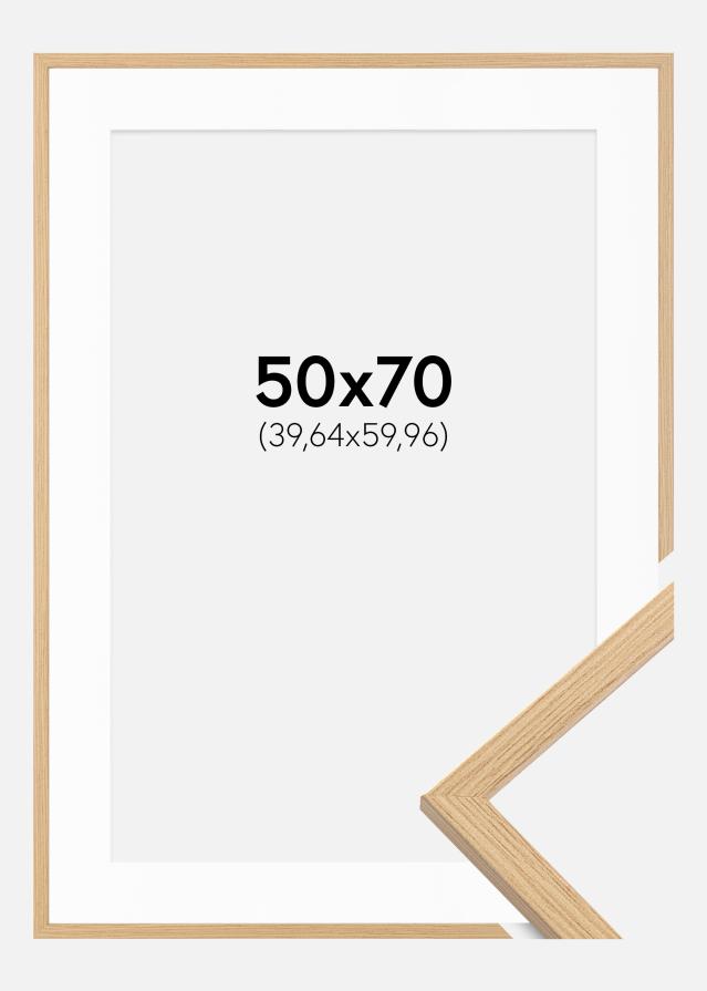 Ram med passepartou Rahmen Galant Eiche 50x70 cm - Passepartout Weiß 16x24 inches