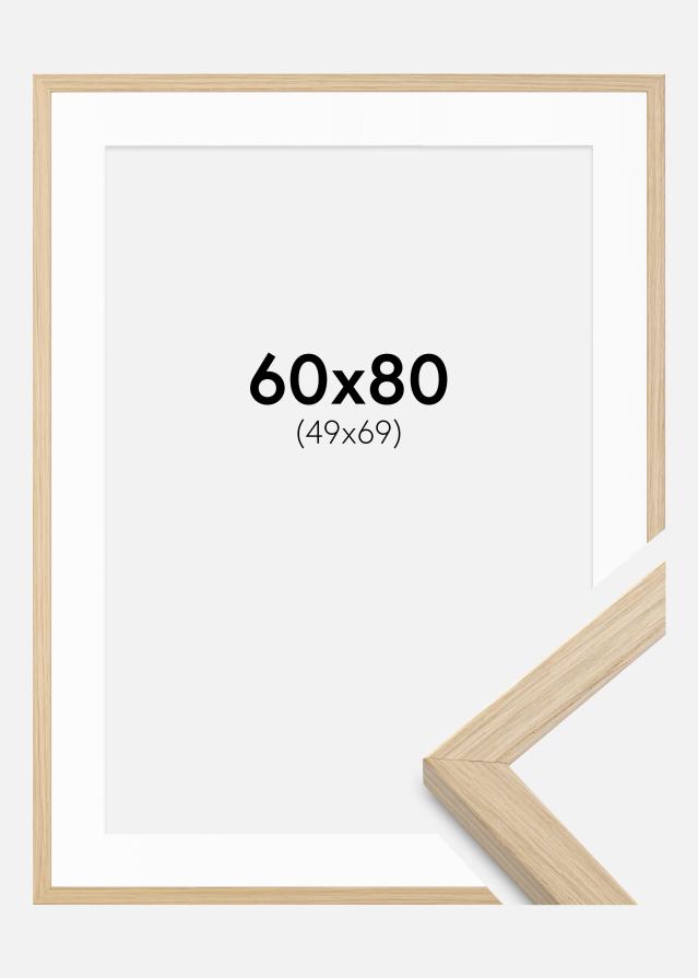 Ram med passepartou Rahmen Grimsåker Eiche 60x80 cm - Passepartout Weiß 50x70 cm