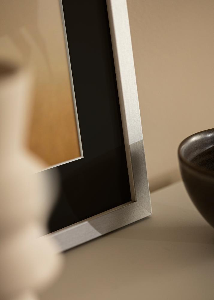 Ram med passepartou Rahmen Selection Silber 40x50 cm - Passepartout Schwarz 29,7x42 cm (A3)