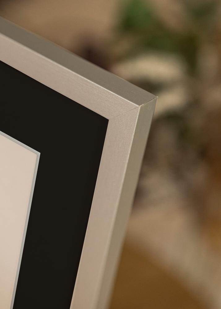 Ram med passepartou Rahmen Selection Silber 40x50 cm - Passepartout Schwarz 29,7x42 cm (A3)