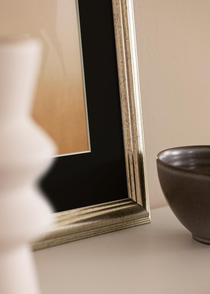 Ram med passepartou Rahmen Västkusten Silber 70x100 cm - Passepartout Schwarz 24x36 inches