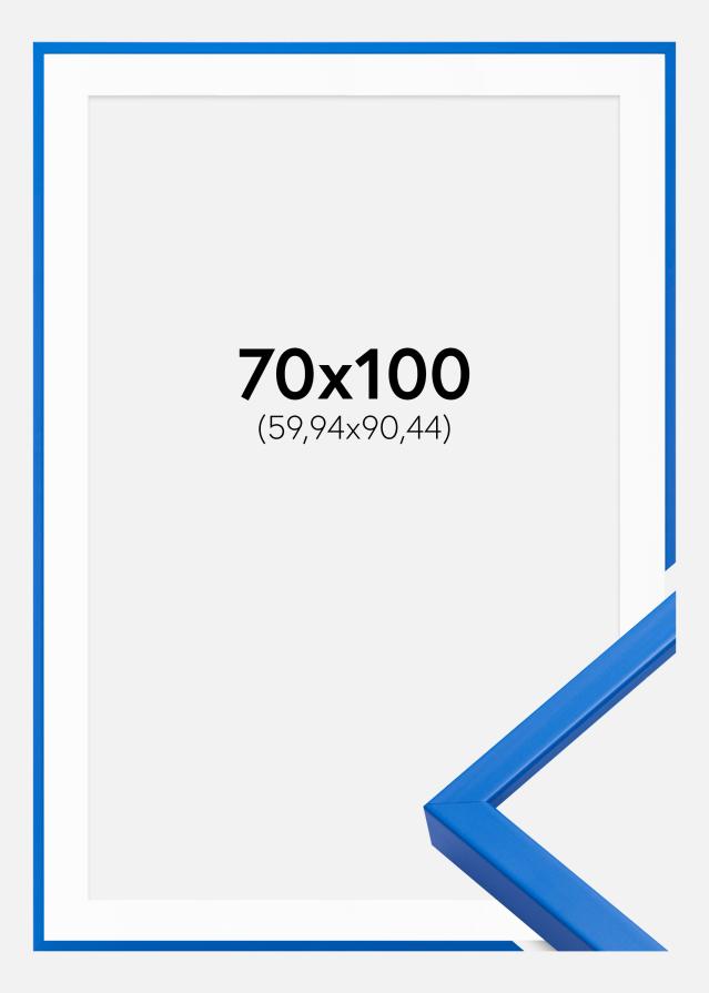 Ram med passepartou Rahmen E-Line Blau 70x100 cm - Passepartout Weiß 24x36 inches