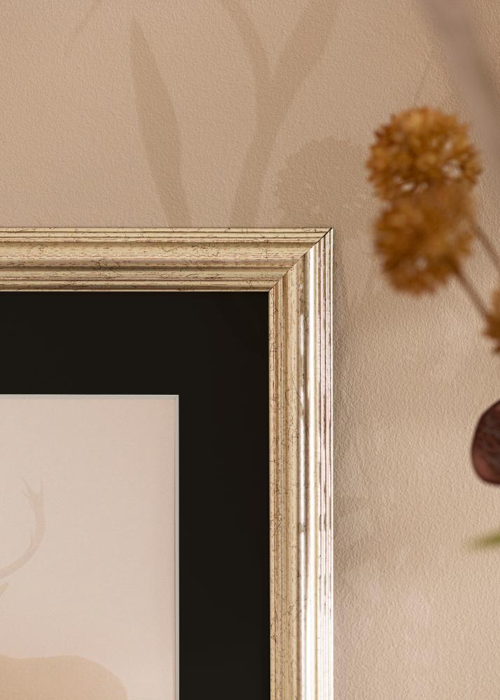 Ram med passepartou Rahmen Västkusten Silber 70x100 cm - Passepartout Schwarz 24x36 inches