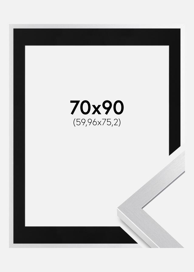 Ram med passepartou Rahmen Selection Silber 70x90 cm - Passepartout Schwarz 24x30 inches