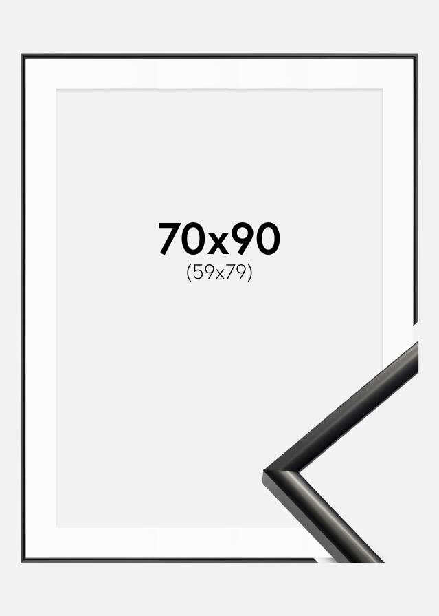 Ram med passepartou Rahmen New Lifestyle Schwarz 70x90 cm - Passepartout Weiß 60x80 cm
