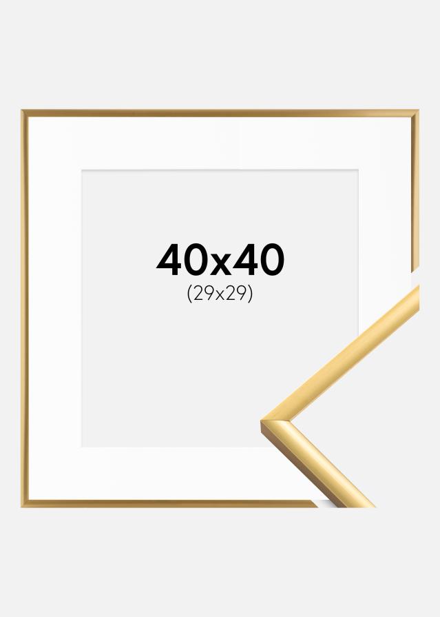 Ram med passepartou Rahmen New Lifestyle Shiny Gold 40x40 cm - Passepartout Weiß 30x30 cm
