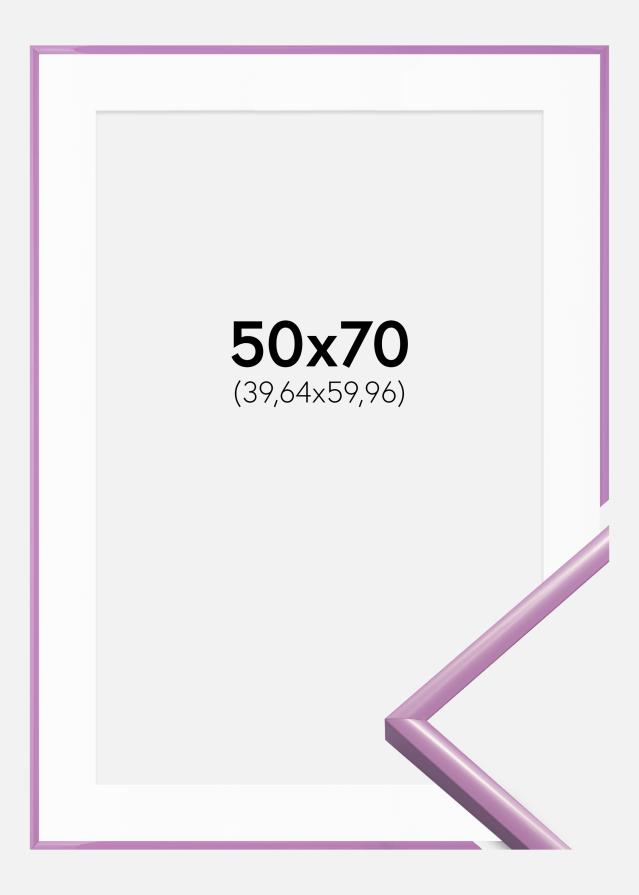Ram med passepartou Rahmen New Lifestyle Helles Lila 50x70 cm - Passepartout Weiß 16x24 inches